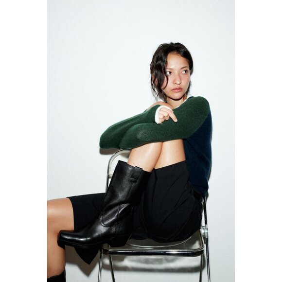 ZARA LEATHER COWBOY ANKLE BOOTS - Picture 3 of 7